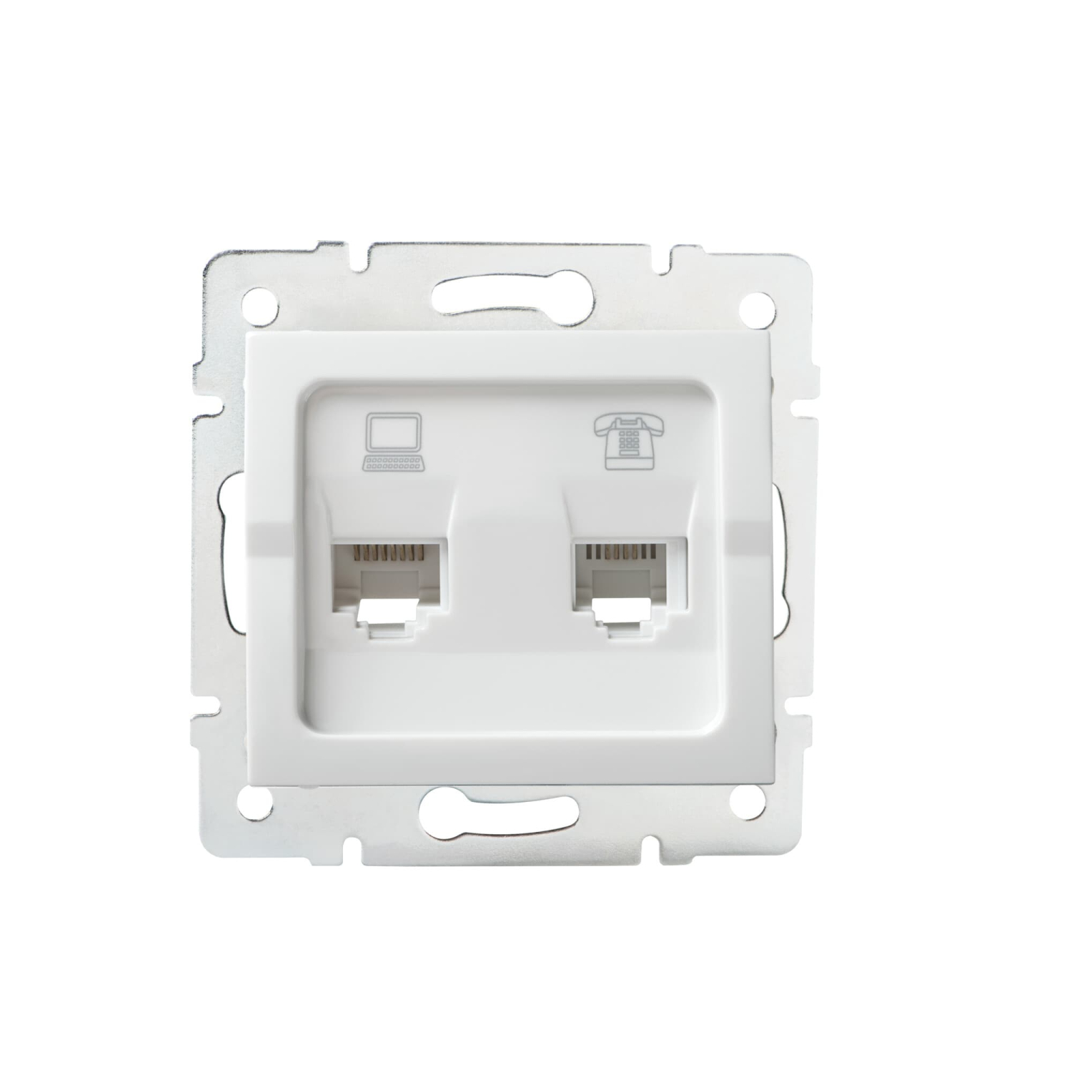 LOGI Netzwerkdose und Telefonsteckdose (RJ45 Cat5e + RJ11) Weiss 25112