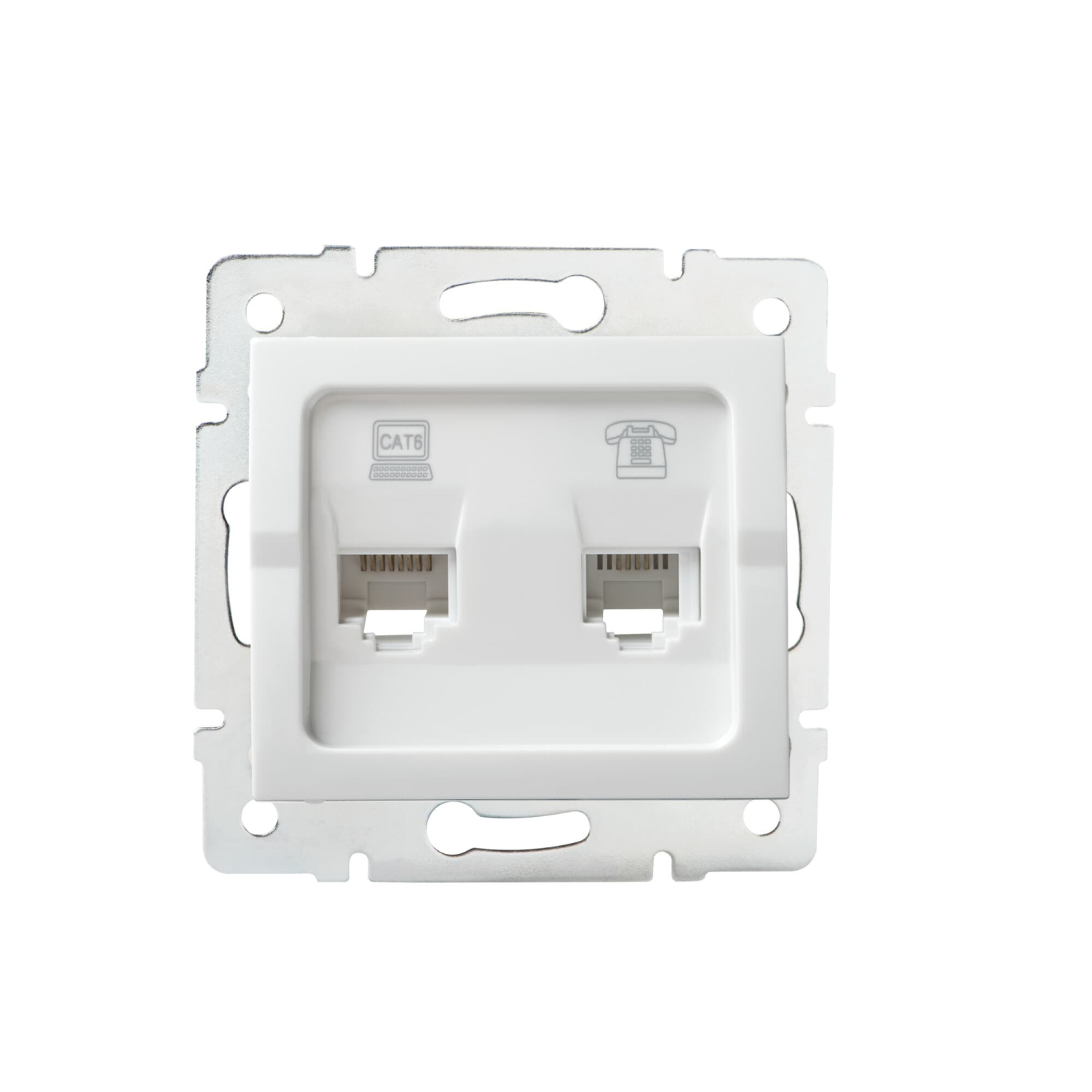 LOGI Netzwerkdose und Telefonsteckdose (RJ45 Cat6 + RJ11) Weiss 25113