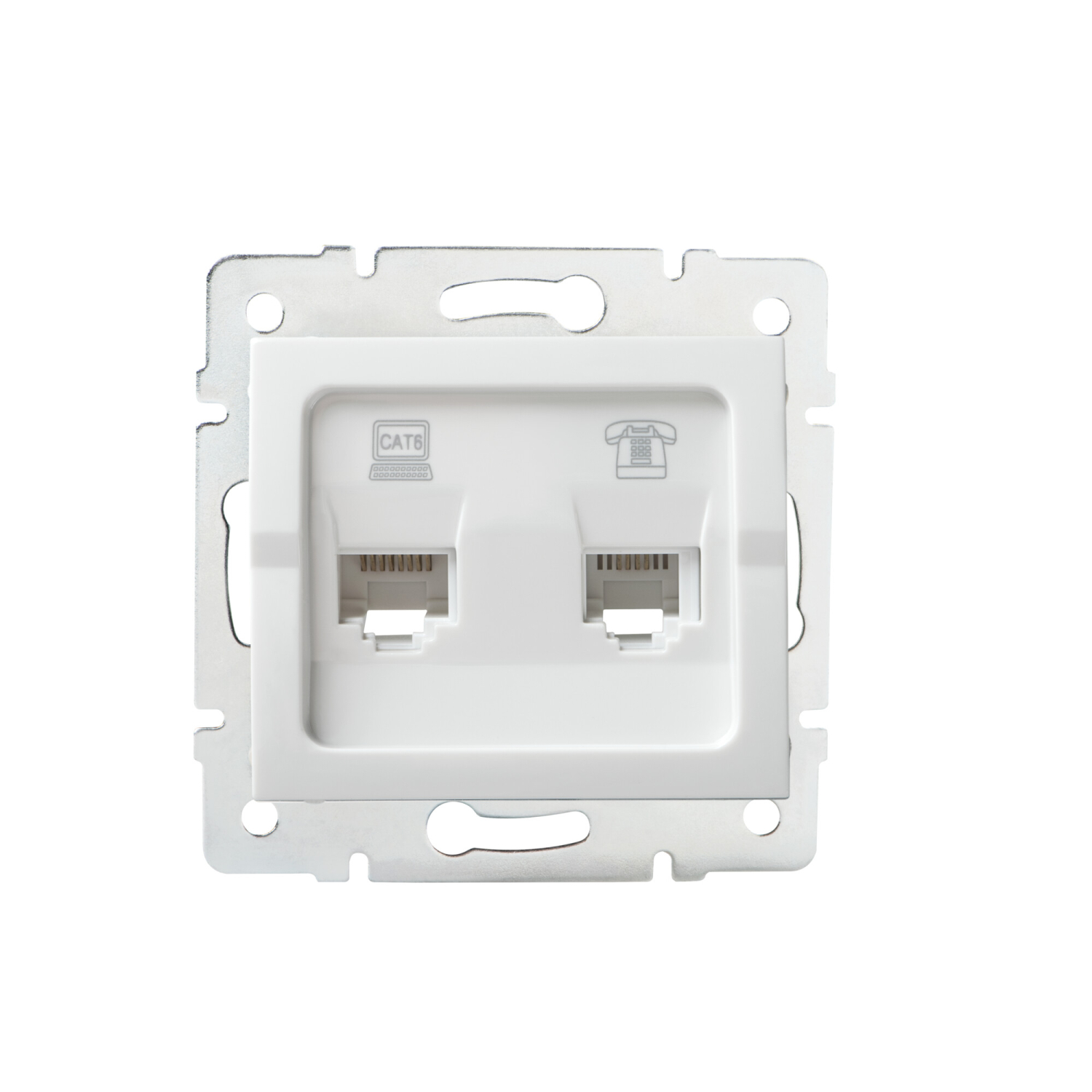 LOGI Netzwerkdose und Telefonsteckdose (RJ45 Cat6 + RJ11) Weiss 25113