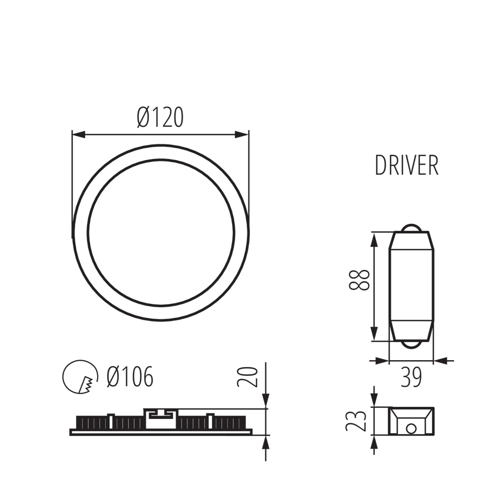 LED Panel 3000K ROUNDA V2 6W Downlight weiß 28938