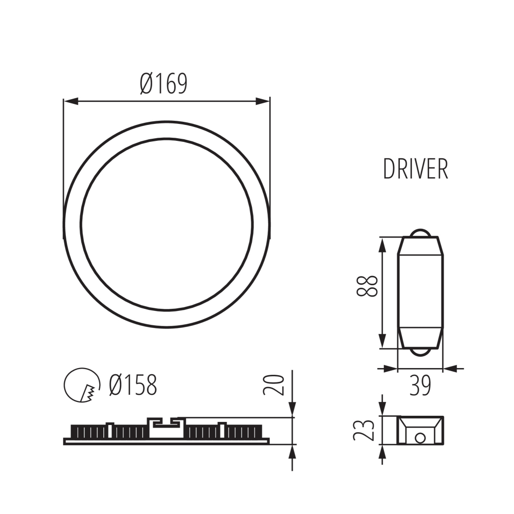 LED Panel 4000K ROUNDA V2 12W 780Lm IP44/20 Downlight weiß 28931