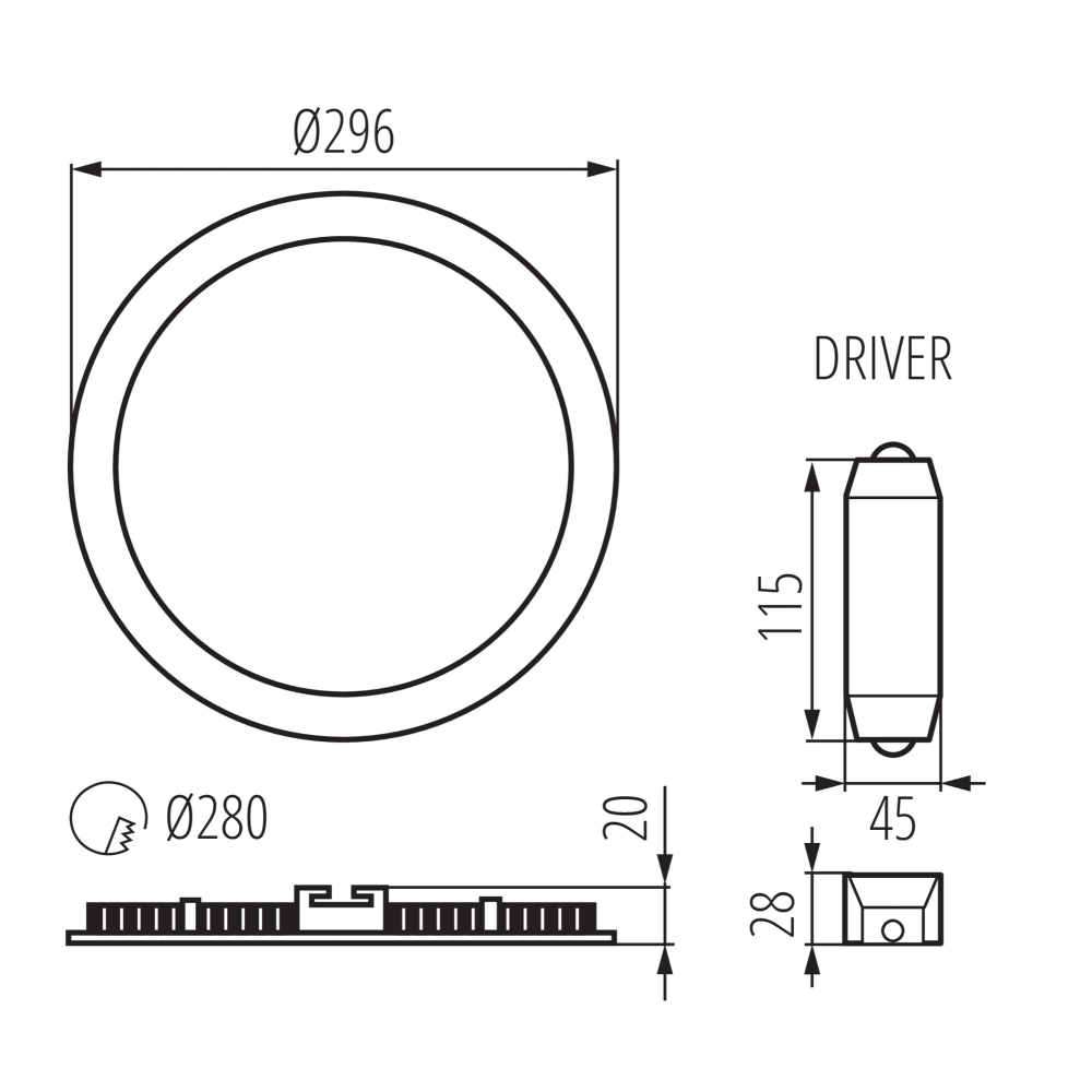 LED Panel 4000K ROUNDA V2 24W 1680Lm IP44/20 Downlight weiß 28936