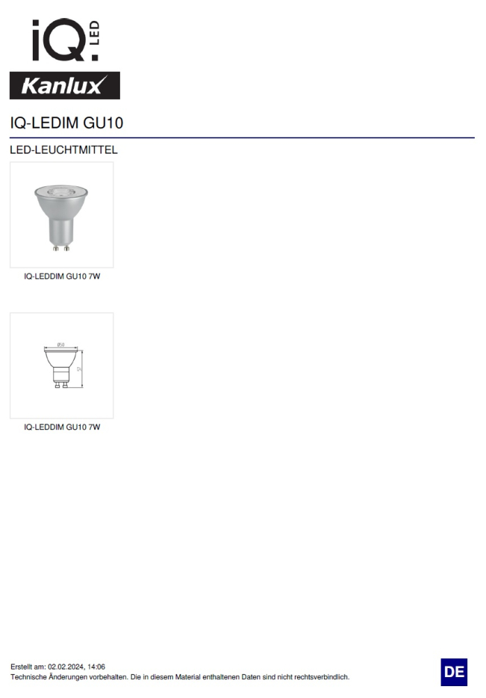 LED Strahler 7W 2700K dimmbar GU10 Lampe 490Lm warmweiss RA95 IQ-LEDDIM Kanlux 35246