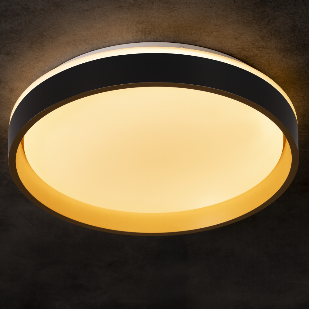 LED Deckenleuchte SOLN CCT 2700K-6500K dimmbar Ø380 schwarz/gold Kanlux 39111