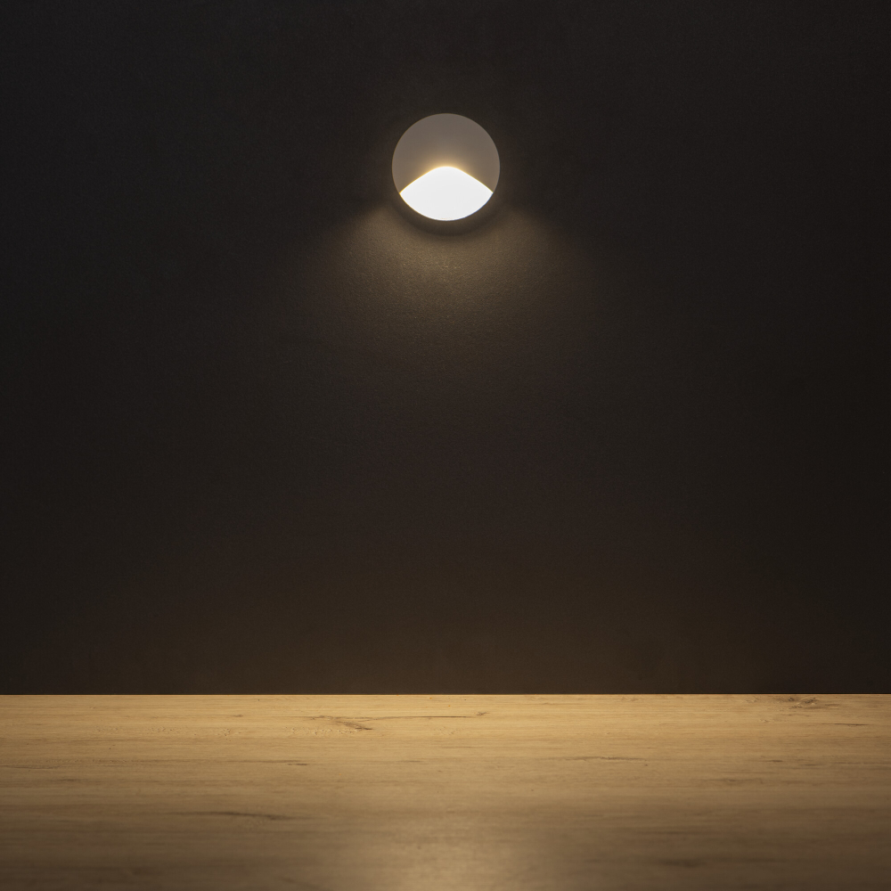 LED Treppenleuchte mit Bewegungsmelder EXIN weiss 3000K IP65 rund 2,5W 50Lm 230V 39123