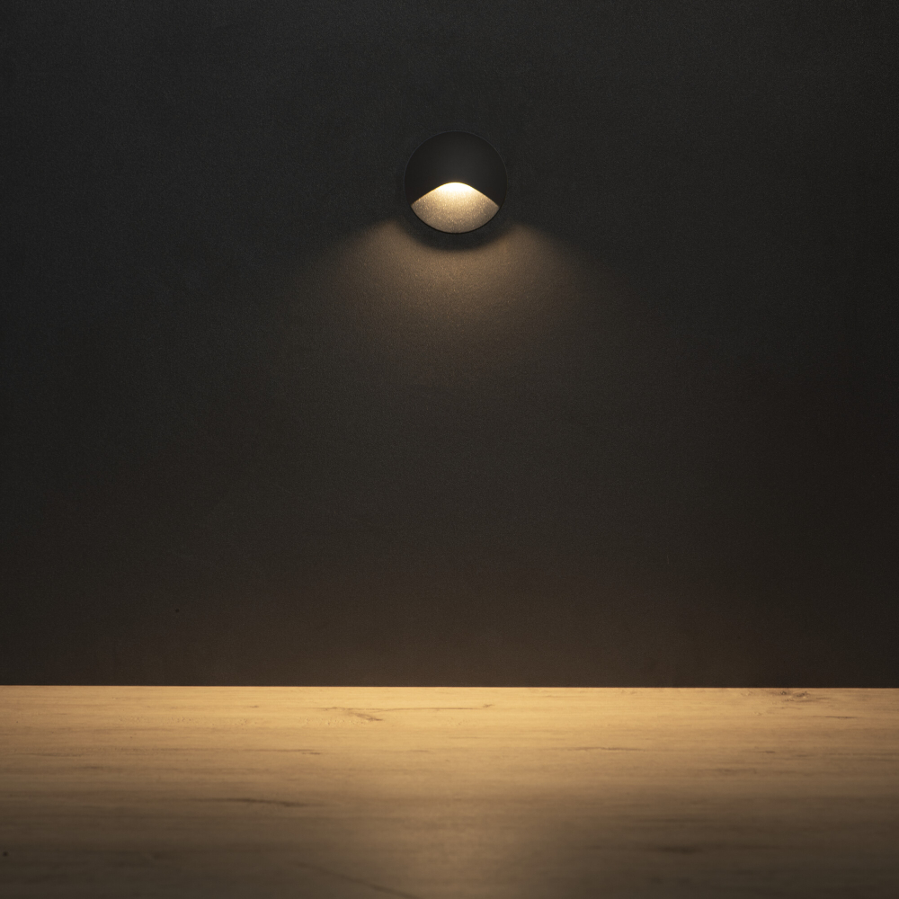 LED Treppenleuchte EXIN grau 3000K IP65 rund Treppenspot 2,5W 50Lm 230V 39122