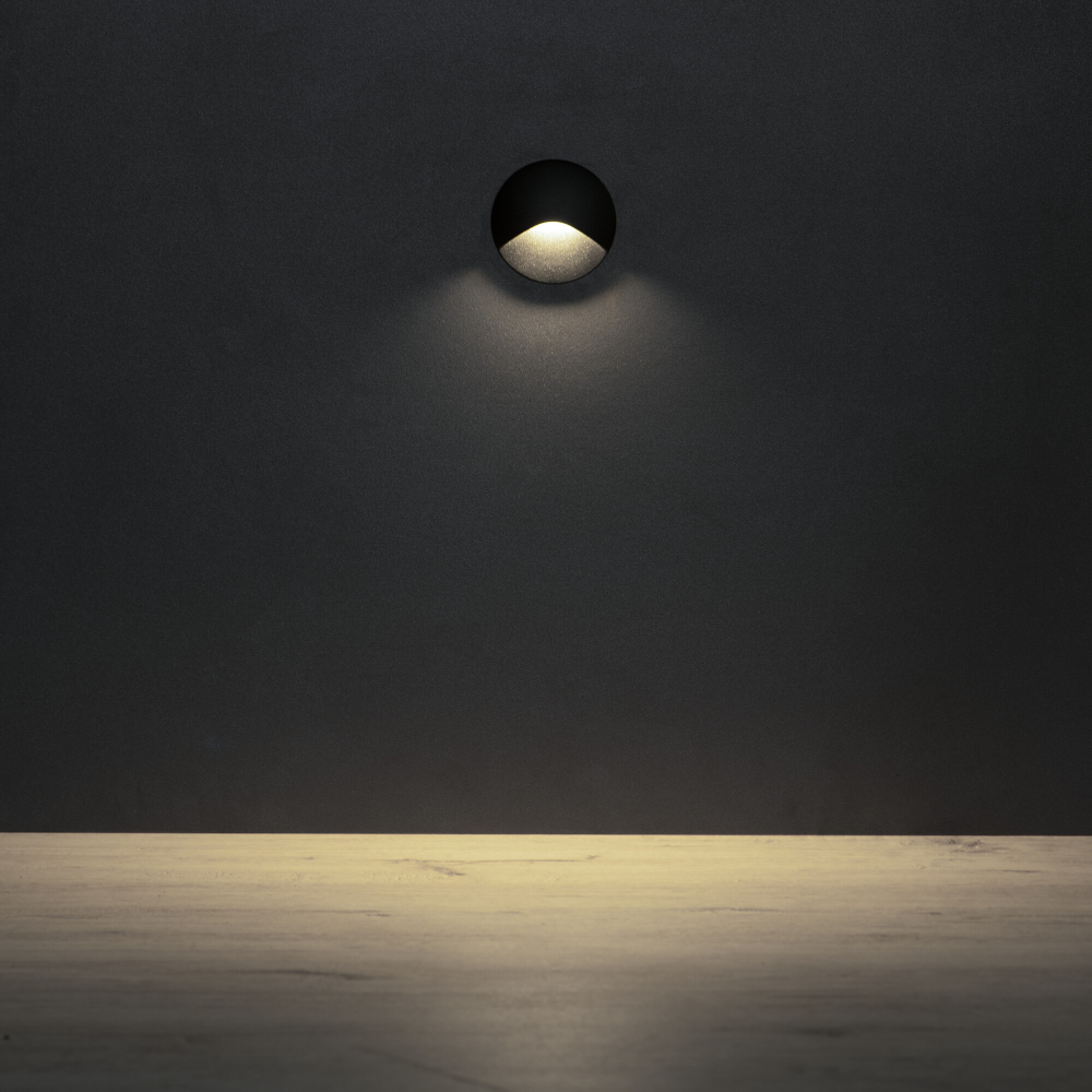 LED Treppenleuchte EXIN schwarz 4000K IP65 rund Stufenspot 230V 39133