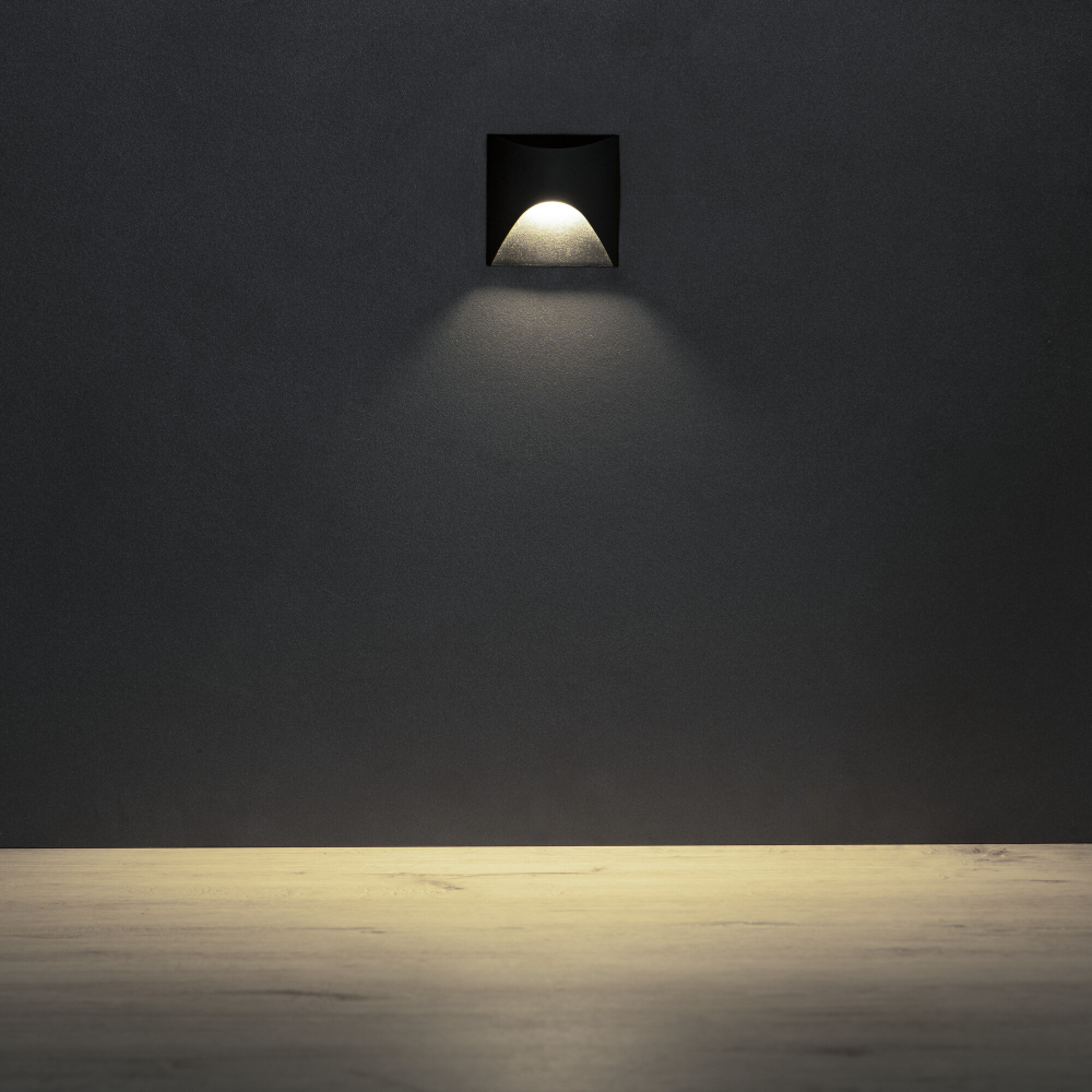 LED Treppenleuchte EXIN schwarz 4000K IP65 eckig Stufenbeleuchtung 230V 39139