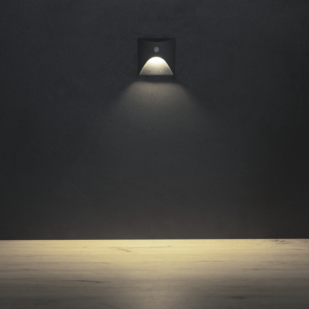 LED Treppenlicht mit Bewegungsmelder EXIN grau 4000K IP65 eckig 230V 39143