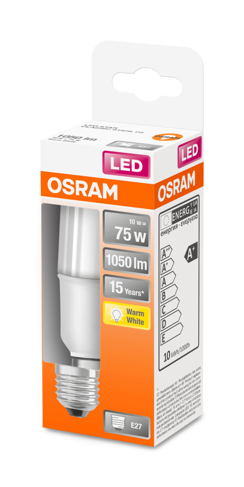 Osram LED Lampe STAR Stick E27 9W 2700K 1050Lm Kolbenformen 200°