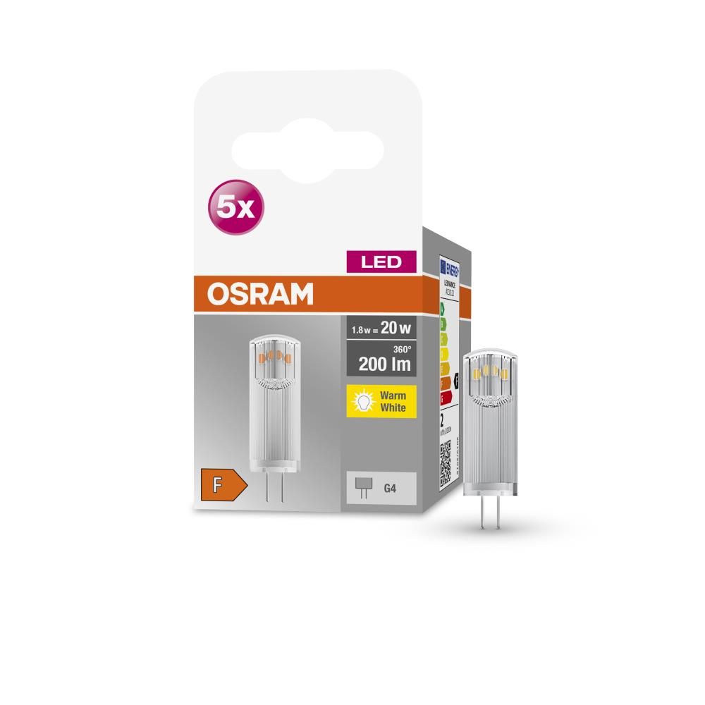 5er Pack OSRAM G4 LED Strahler 0,9W 320° 2700K warmweiss 100Lm PIN Stift - Kopie