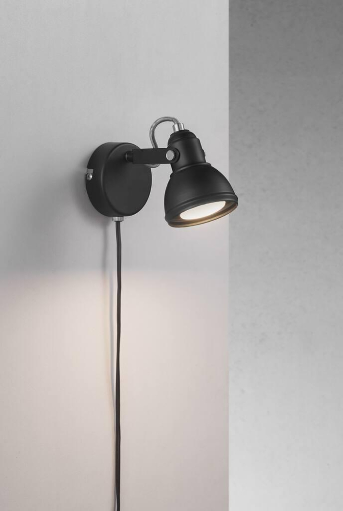 Wandlampe Aslak Nordlux schwarz GU10 Wandleuchte mit Kabel