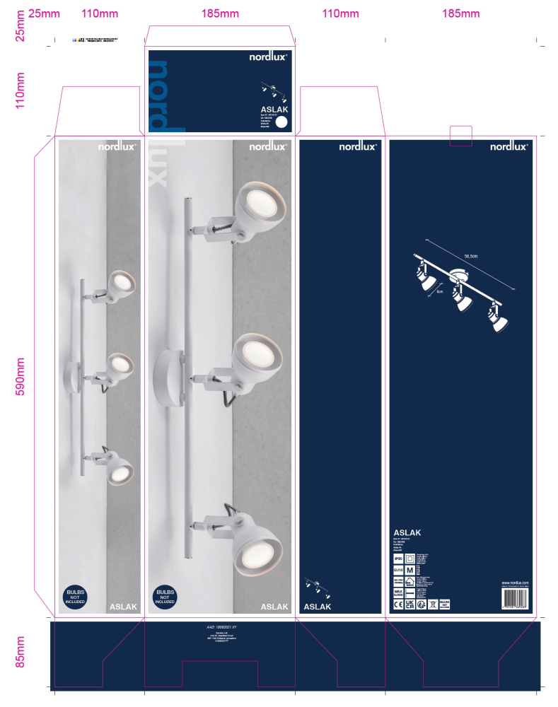 Deckenleuchte Aslak Nordlux weiss 3x GU10 3-Spot Deckenlampe