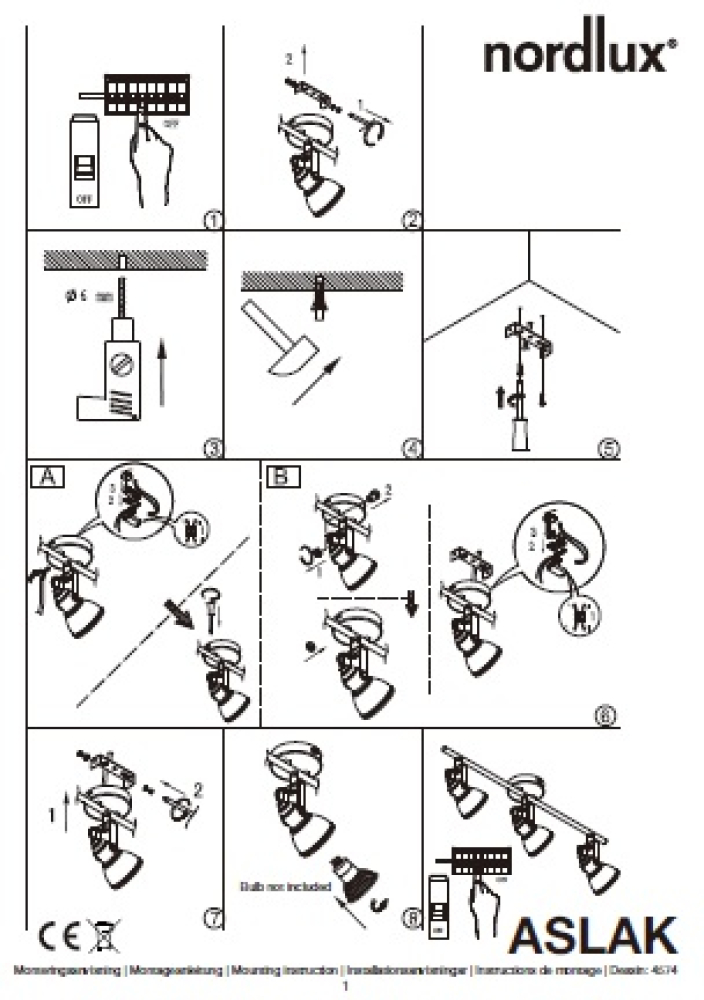 Deckenleuchte Aslak Nordlux weiss 3x GU10 3-Spot Deckenlampe