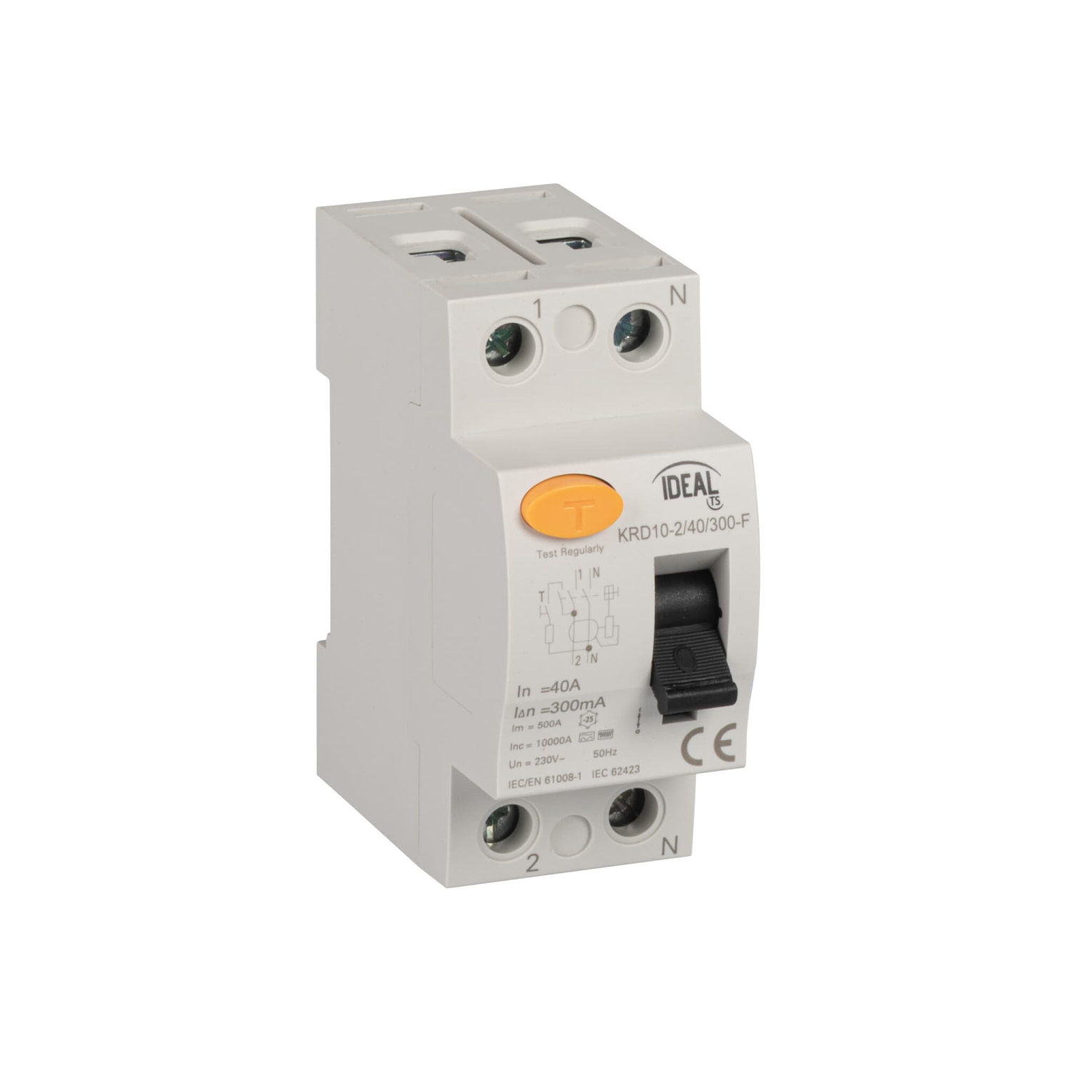 Fehlerstromschutzschalter Typ-F 40A 2P 300mA KRD10-2/40/300-F FI-Schalter IDEAL 45775