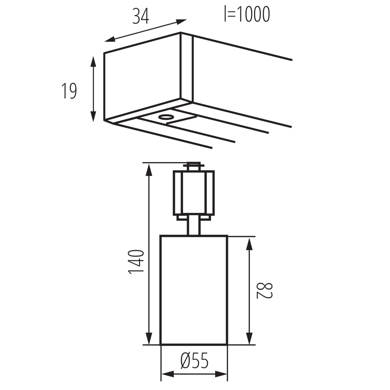 Schienenleuchte 3 Phasen Stromschiene ALTEAR SET 1M3S W Kanlux 45923