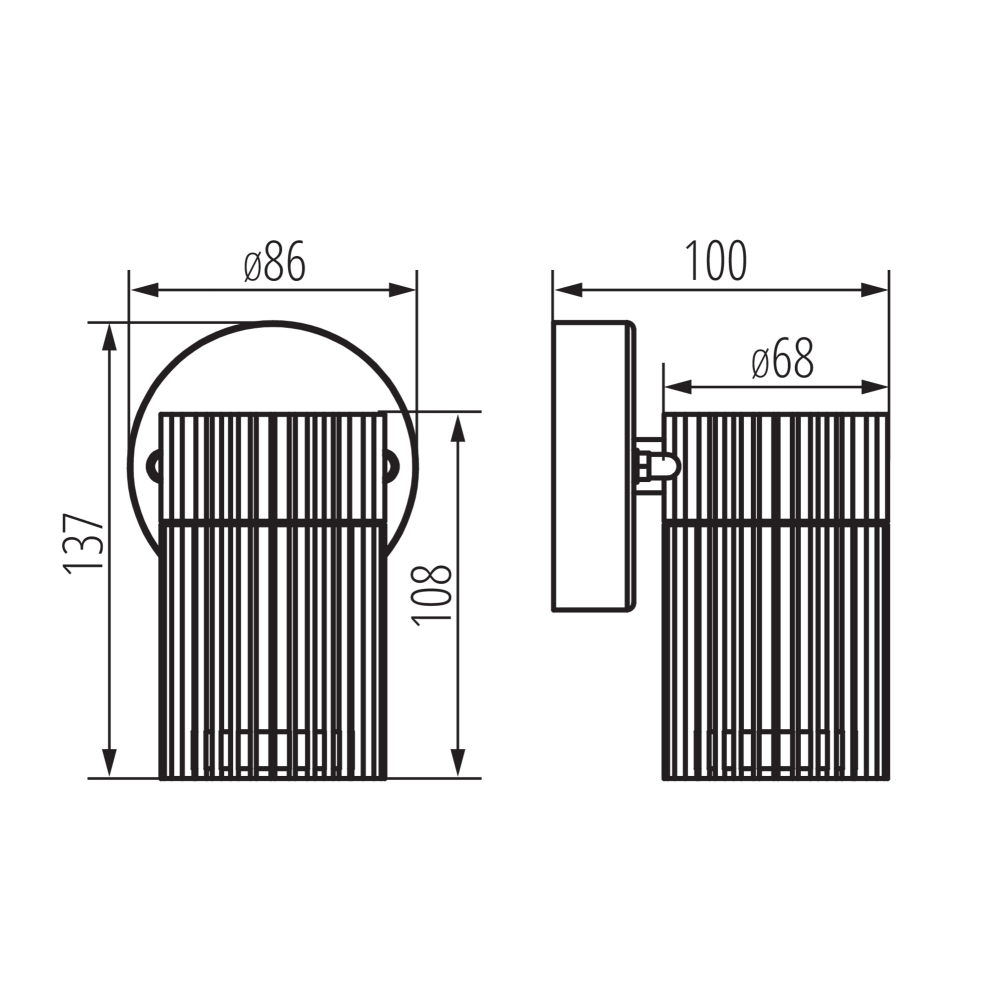 Aussenwandleuchte RADILO EL 1X B schwarz IP44 GU10 Kanlux 46200