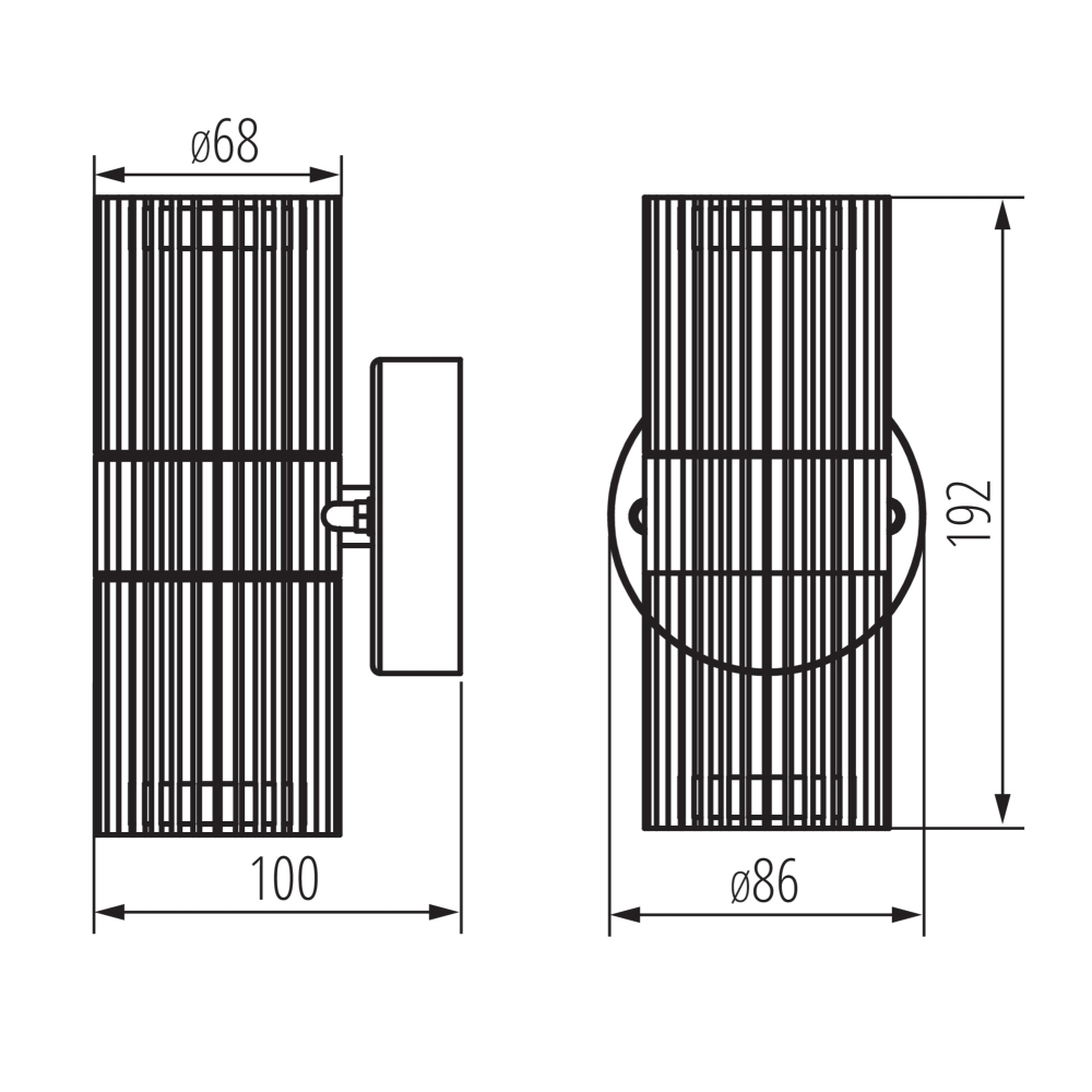 Aussenwandleuchte RADILO EL 2X B schwarz IP44 GU10 Kanlux 46201