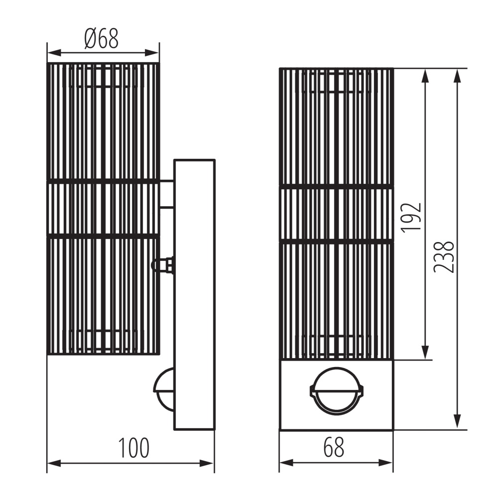 Aussenwandleuchte RADILO EL 2X SE B schwarz Bewegungsmelder IP44 GU10 Kanlux 46203