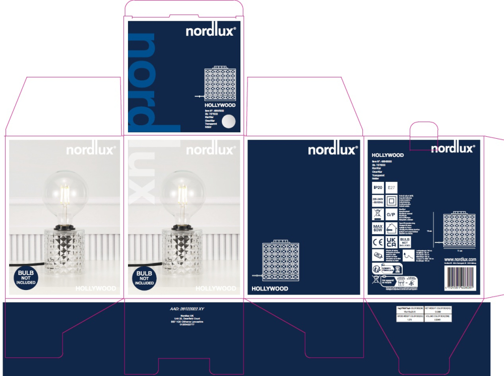Nordlux Tischlampe HOLLYWOOD Tisch E27 Klar Tischleuchte 46645000 Ø10,8