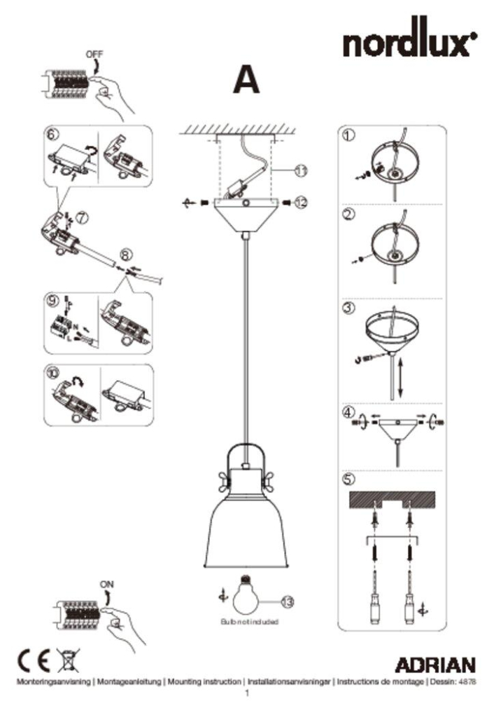 Pendellampe Adrian 16 Nordlux grau E27 max. 25W Pendelleuchte 48783011