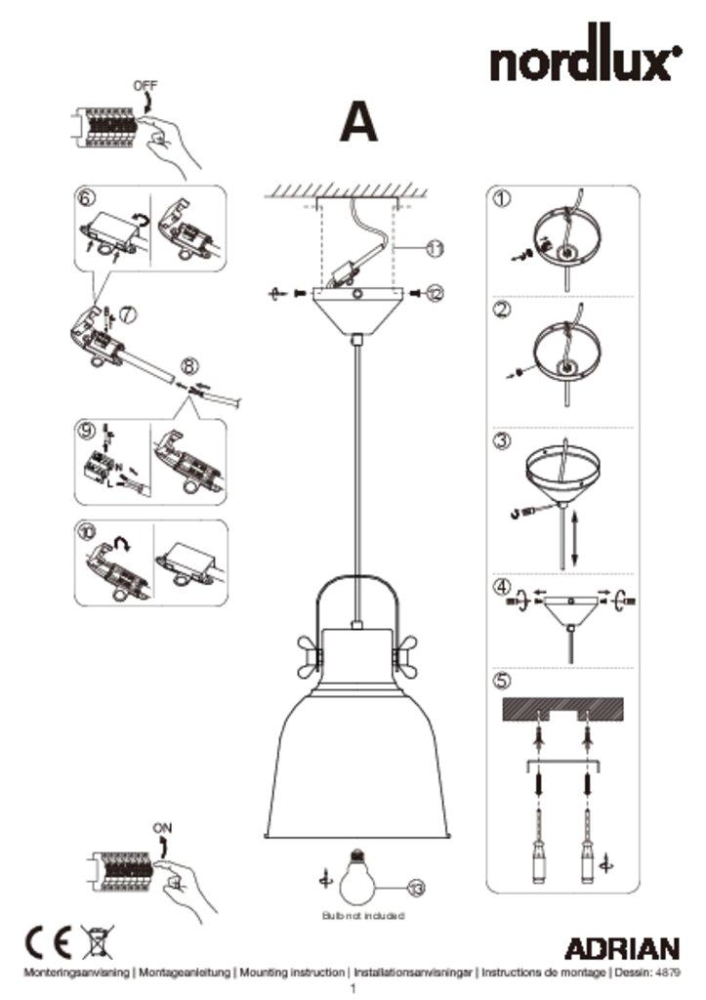 Pendelleuchte Adrian 25 Nordlux grau E27 max. 25W Pendellampe 48793011