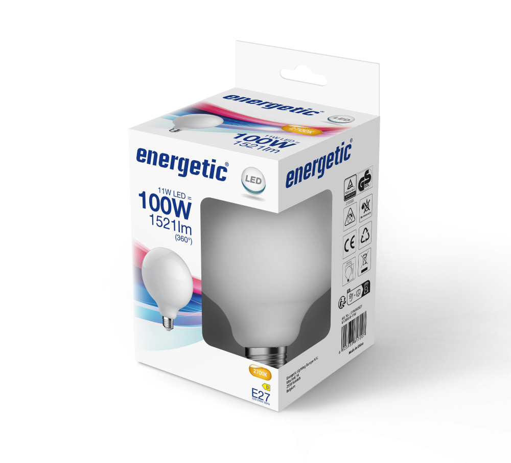 LED Lampe G120 11W Energetic E27 1521Lm 2700K Filament Leuchtmittel Globe Ø124