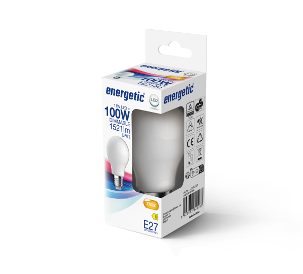 LED Lampe A60 11W Energetic E27 1521Lm 2700K Glas dimmbar Filament Leuchtmittel matt