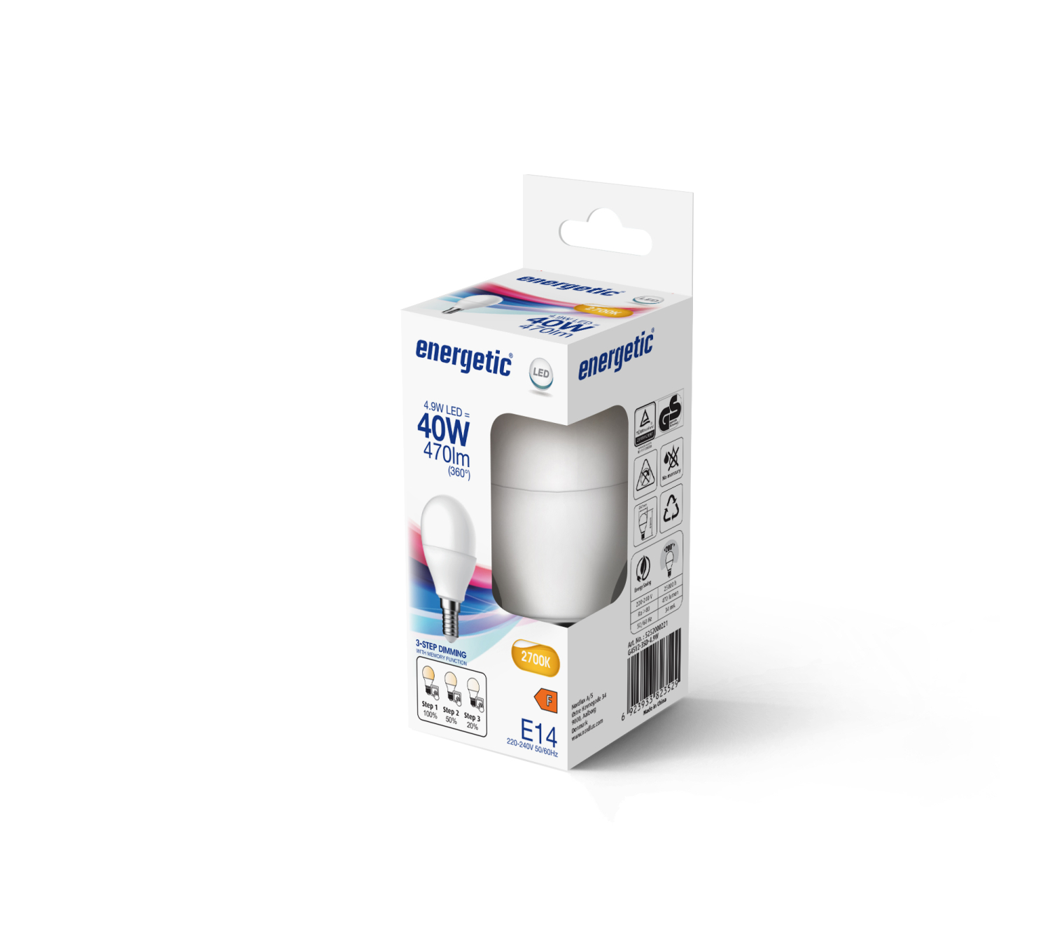 Energetic LED Lampe G45 E14 2700K 470Lm 3-stufig dimmbar Milky 5252000221