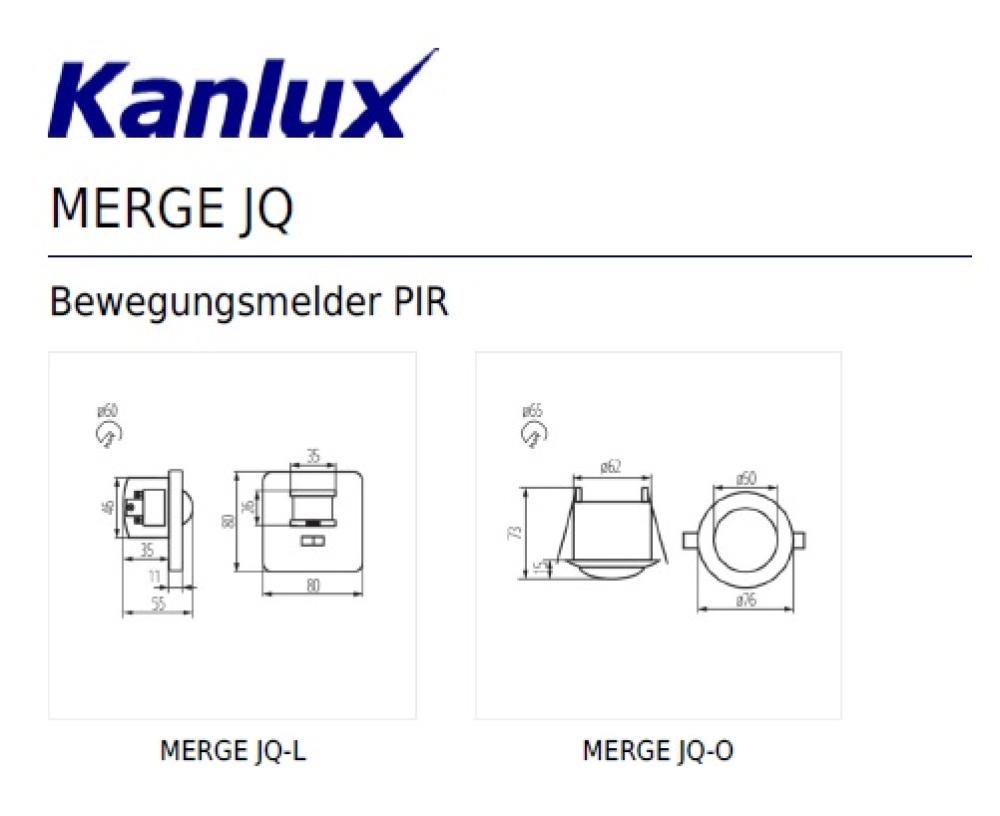 Kanlux Bewegungsmelder MERGE 360° Decken Einbau 230V weiß IP20