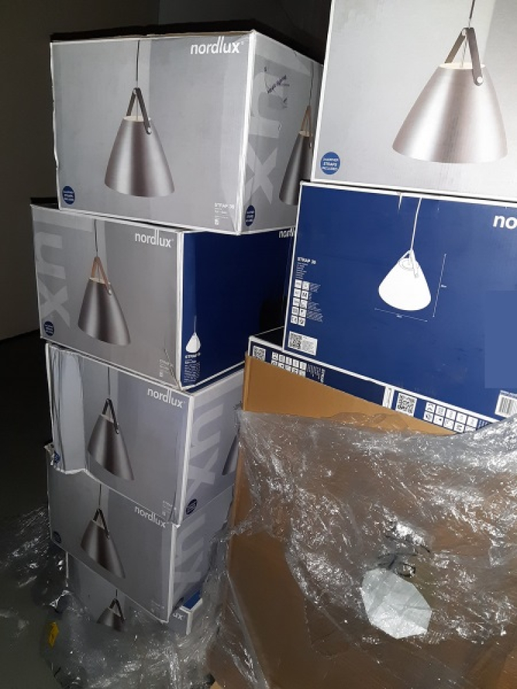 B-Ware - Pendelleuchte Nordlux Strap 36 Pendant Gebürsteter Stahl Pendel Ø36 E27 Leder