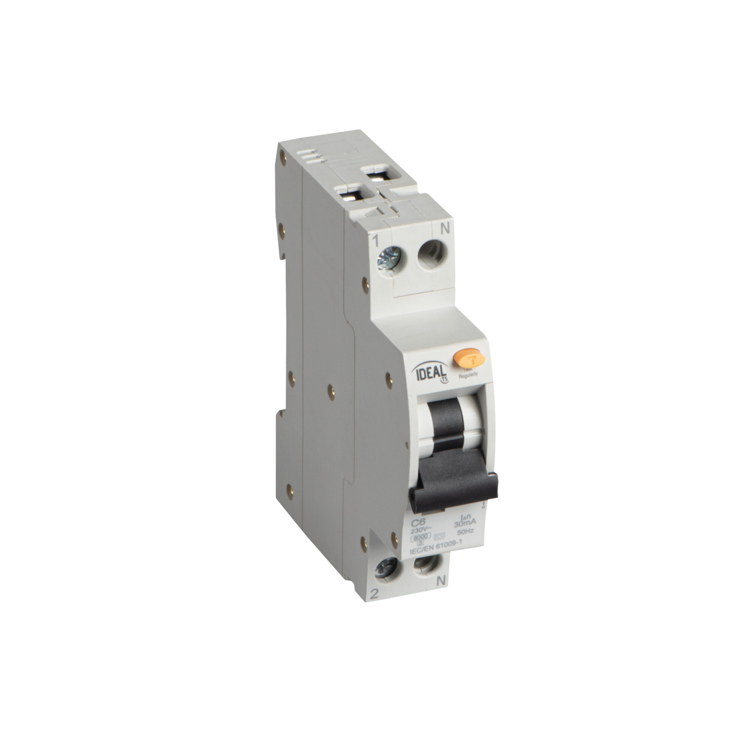 Fehlerstromschutzschalter mit Überstromschutz C6 6A 30mA 6kA 2P KRO6-1M-2/C6/30-A Ideal 90412