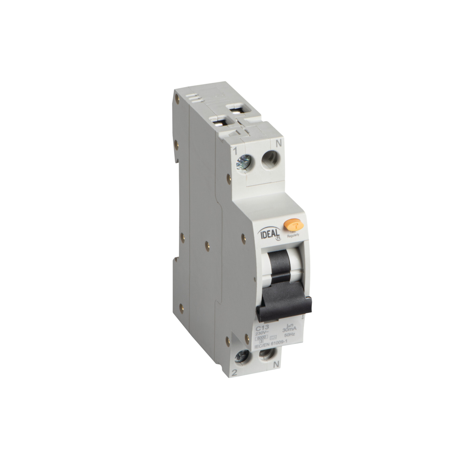Fehlerstromschutzschalter mit Überstromschutz C13 13A 30mA 6kA 2P KRO6-1M-2/C13/30-A Ideal 90414