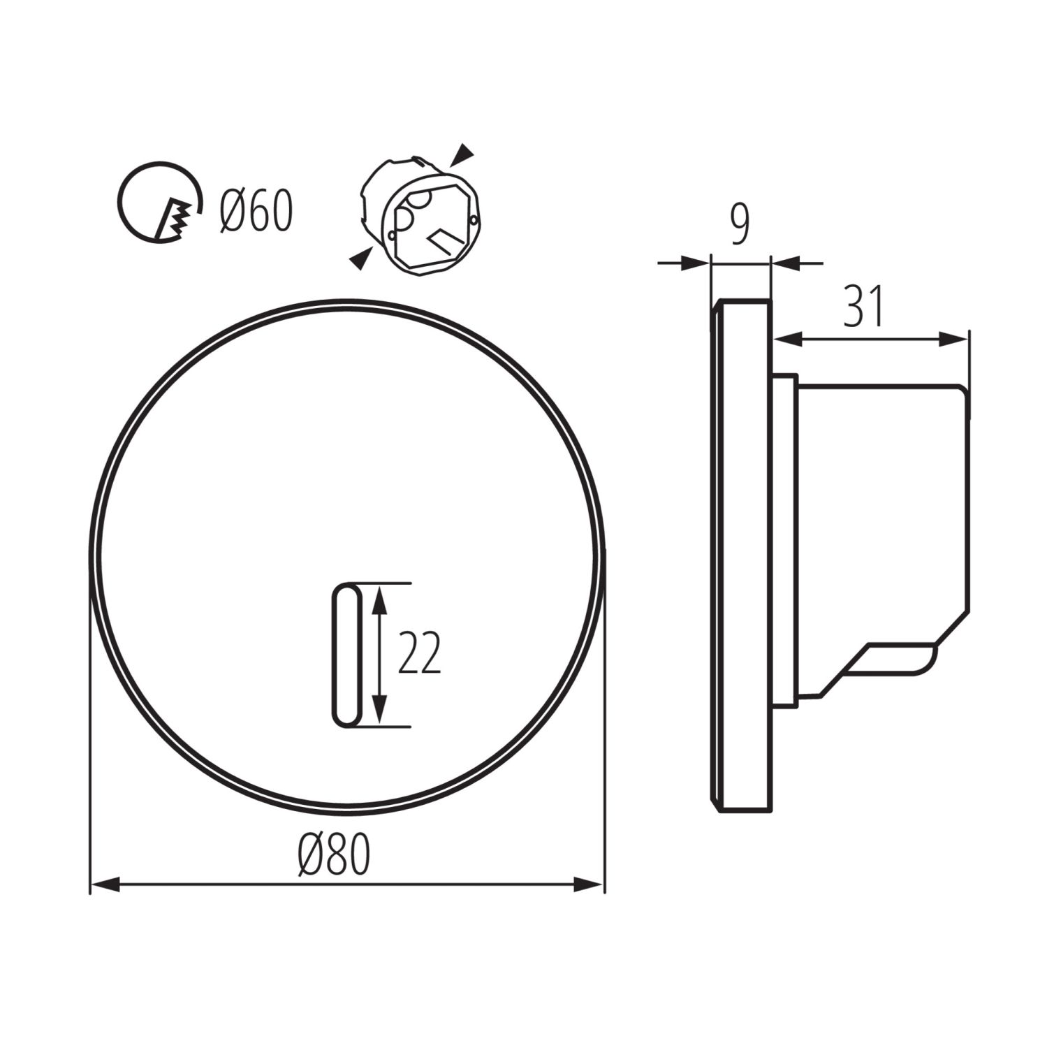 LED Wandeinbauleuchte MAGNIK AMB weiss CCT 2700-5700K rund 230V 1,7W 13Lm 90807