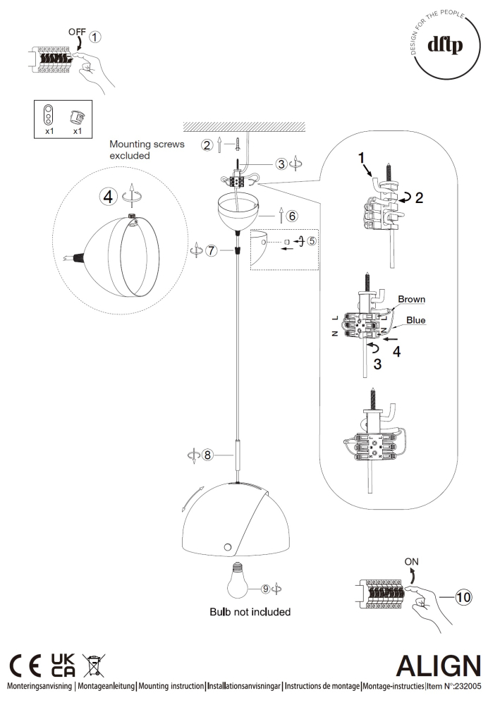 Pendelleuchte Align Nordlux DFTP E27 Schwarz 2320053003