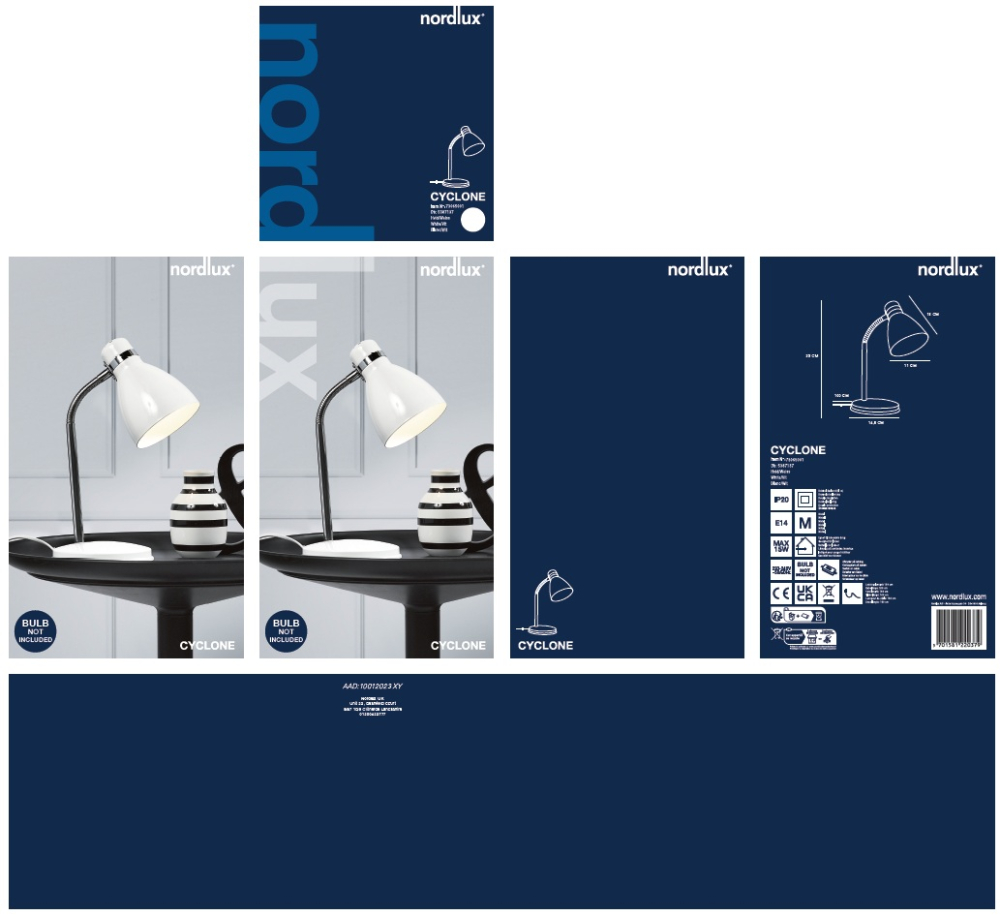 Tischleuchte Cyclone Nordlux E14 Tisch Leseleuchte weiß 73065001