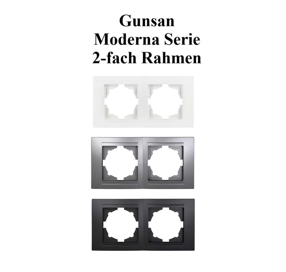 Gunsan 2-fach Rahmen Moderna silber für Schalter Dimmer Steckdose
