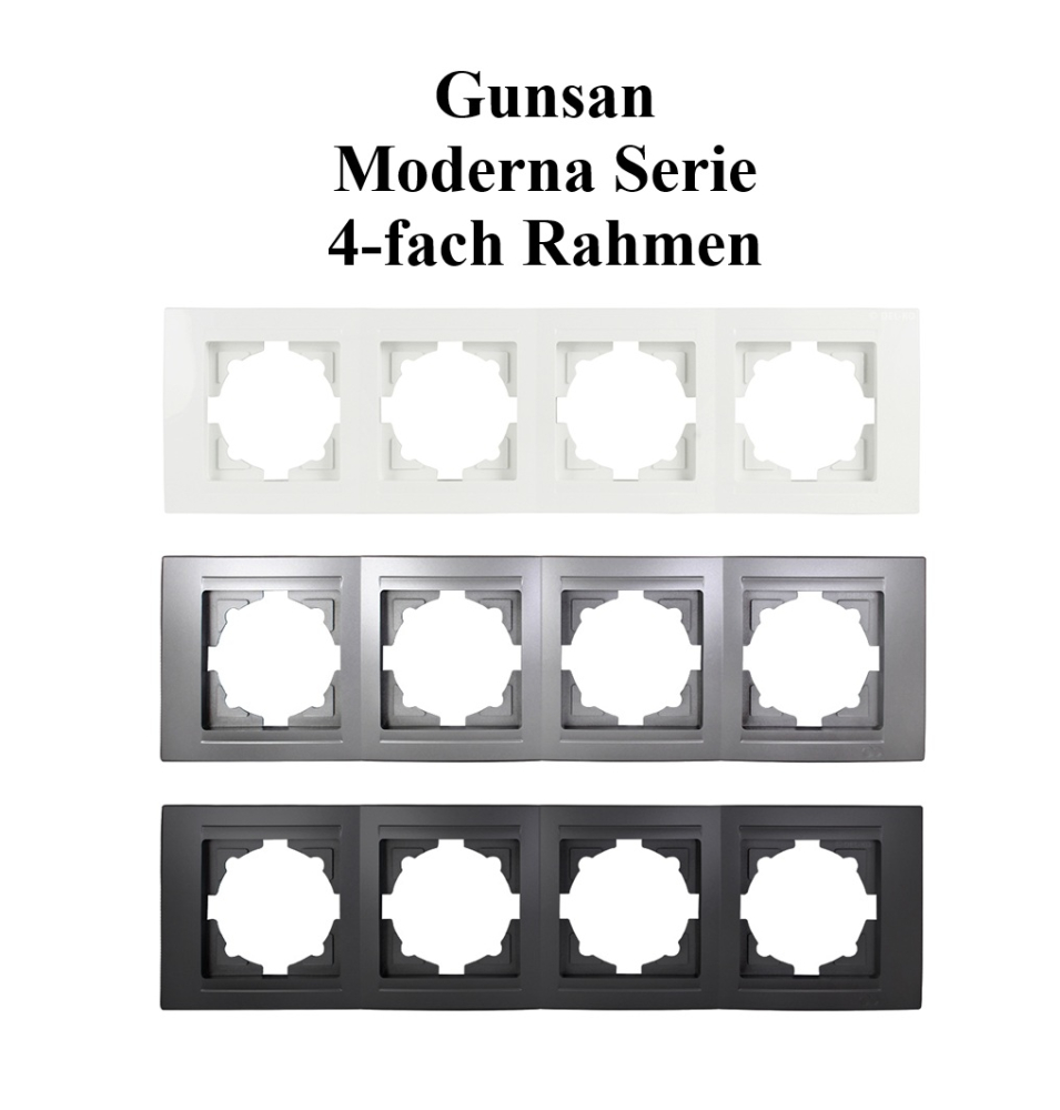 4-fach Rahmen Moderna Gunsan silber für Steckdose Schalter Dimmer