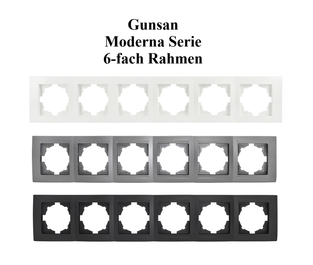 Gunsan 6-fach Rahmen Moderna silber Steckdosenabdeckung