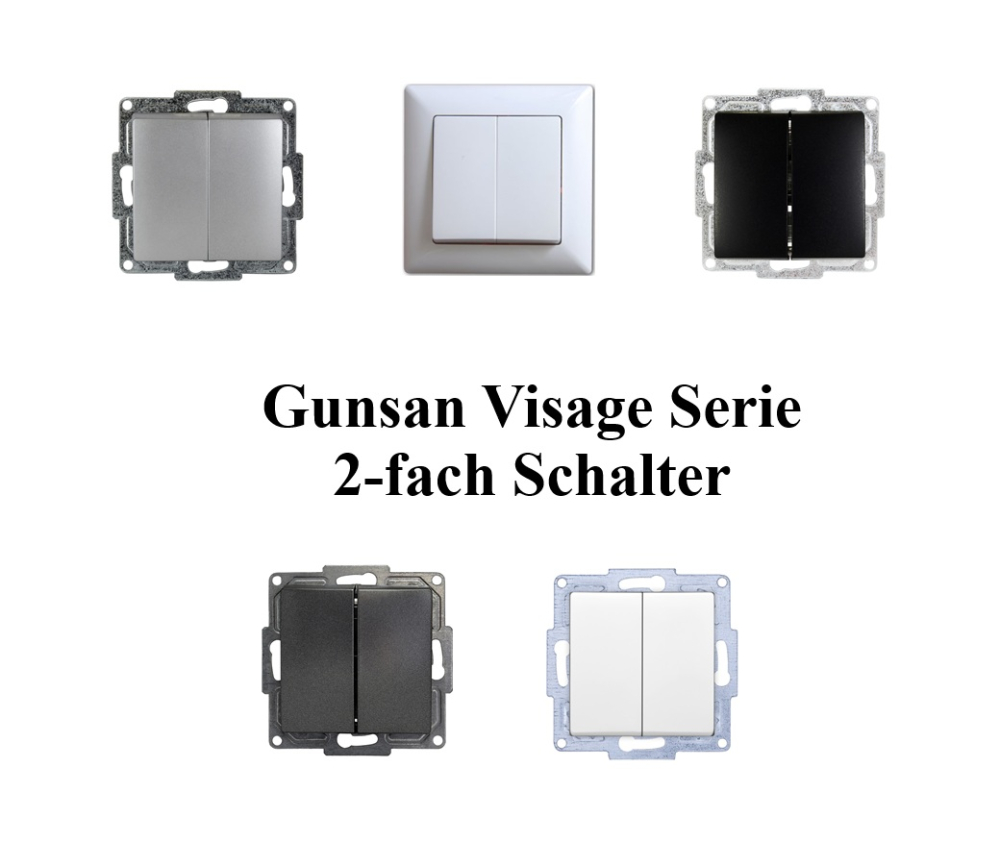 Gunsan Visage Moderna 2-fach Schalter Serienschalter Unterputz Schwarz