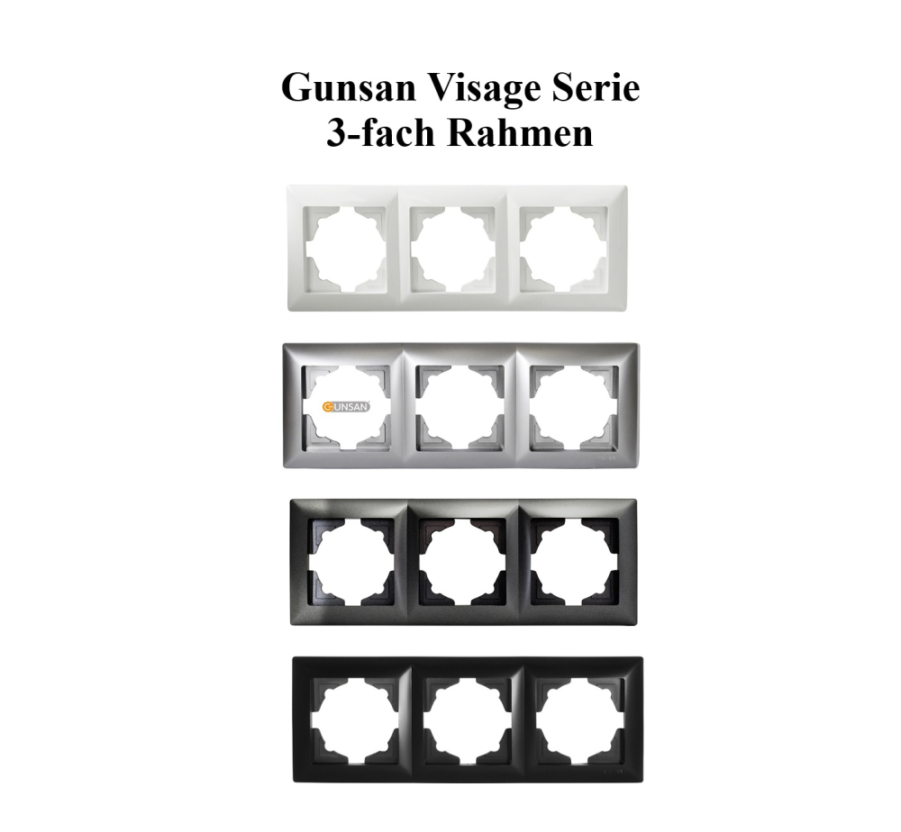 Gunsan Visage 3-fach Rahmen für 3 Steckdosen Taster Schalter Dimmer Schwarz