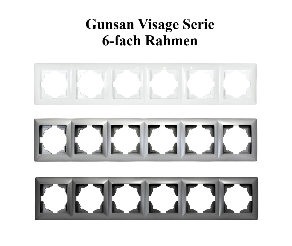 Gunsan Steckdosenabdeckung Visage 6-fach Rahmen weiss für 6 Schalter