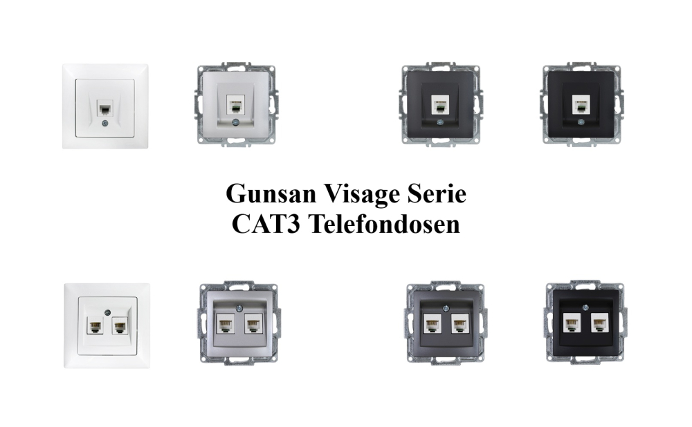 Telefondose Visage + MODERNA Gunsan silber 2-fach CAT3 Telefonsteckdose