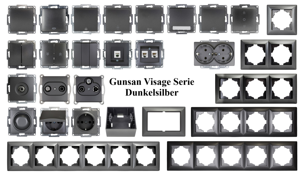 Gunsan Ein- / Ausschalter Visage dunkelsilber Unterputz Schalter