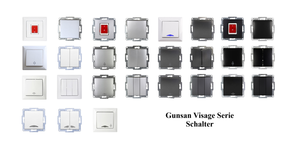 Gunsan Visage 2-fach Serienschalter Weiss Zweifachschalter mit Beleuchtung