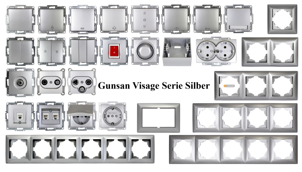 Gunsan Visage + MODERNA Schalter Ein-/Ausschalter Lichtschalter Unterputz Silber