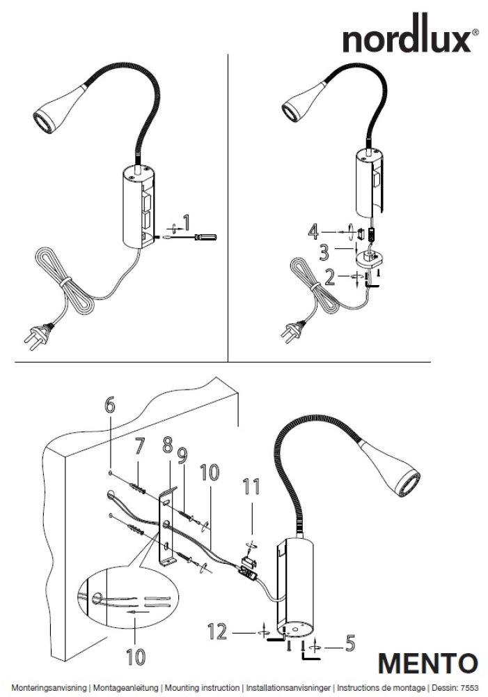 LED Wandleuchte Mento Nordlux weiß 3W Wandlampe 130Lm warmweiß