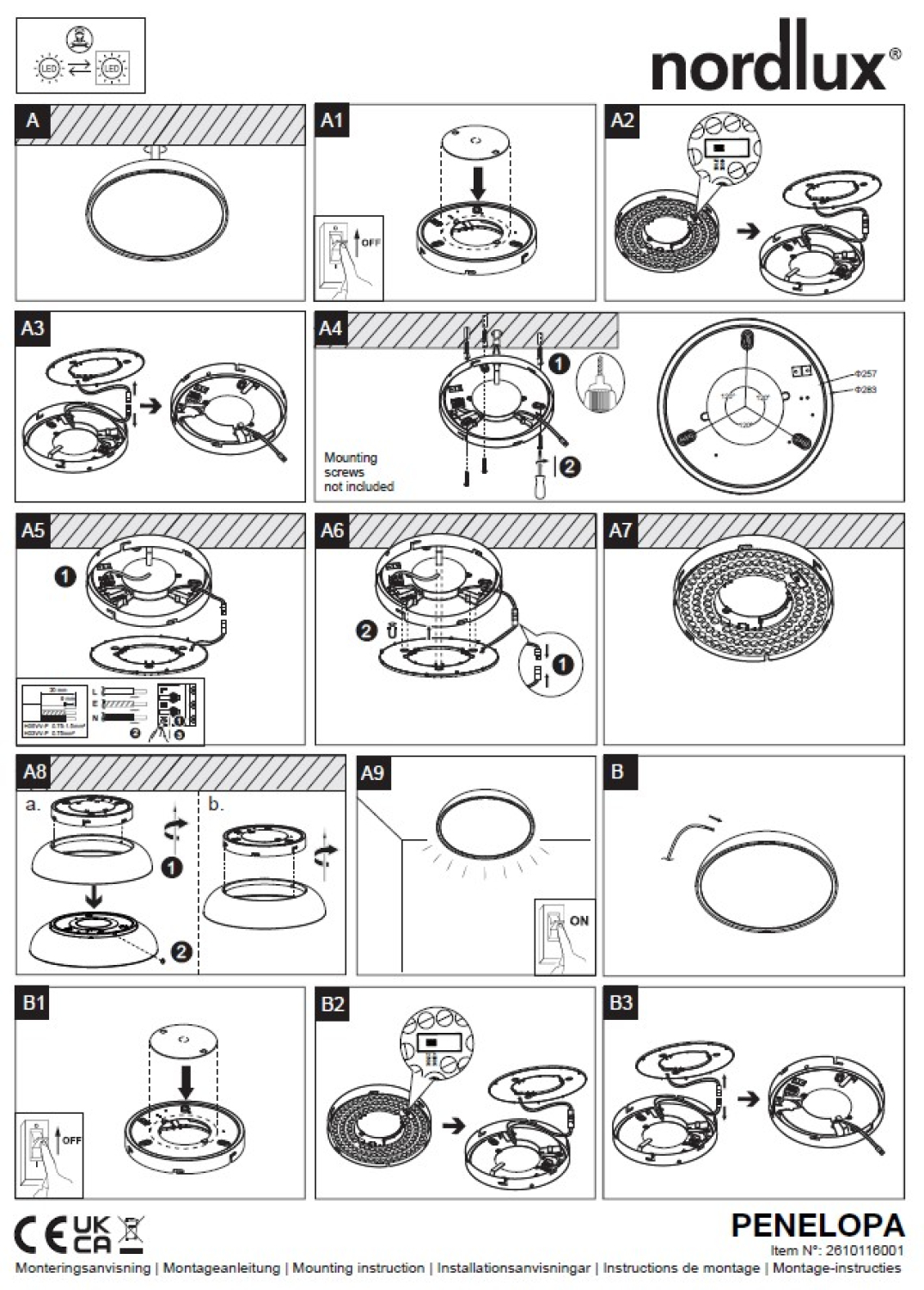 Nordlux LED Deckenleuchte Penelopa 42 weiss 36W dimmbar