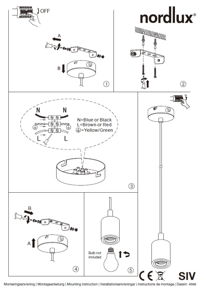 Nordlux Pendelleuchte Pendellampe SIV Pendel Marmor E27 grün