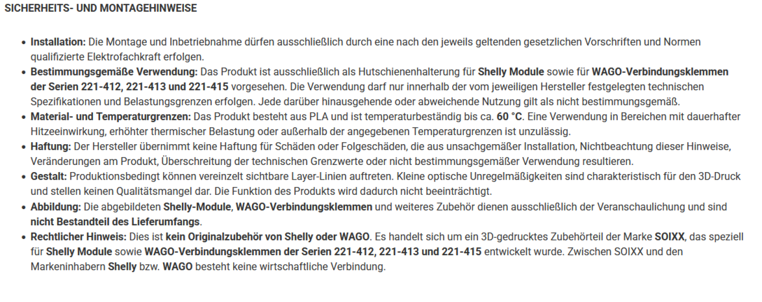 SOIXX Hutschienenhalter für Shelly Wave und 2x WAGO-Verbindungsklemmen 90 Grad